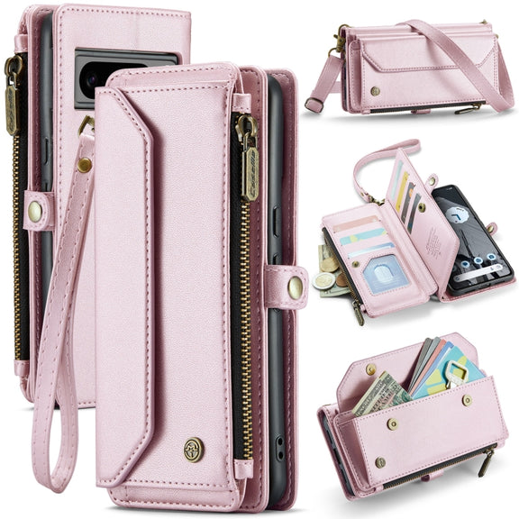 For Google Pixel 8 Pro CaseMe C36 Card Slots Zipper Wallet RFID Anti-theft Leather Phone Case(Pink)