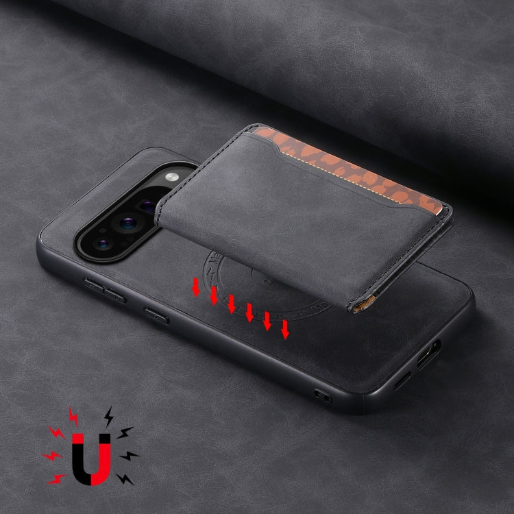 For Google Pixel 9 Pro Denior D13 Retro Texture Leather MagSafe Card Bag Phone Case(Black) - Google Cases by Denior | Online Shopping South Africa | PMC TechLife | Buy Now Pay Later Mobicred