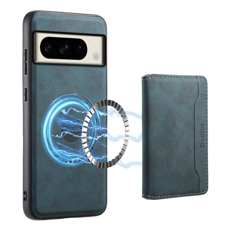 For Google Pixel 8 Pro Denior D13 Retro Texture Leather MagSafe Card Bag Phone Case(Blue) - free shipping - PMC TechLife - Order now!
