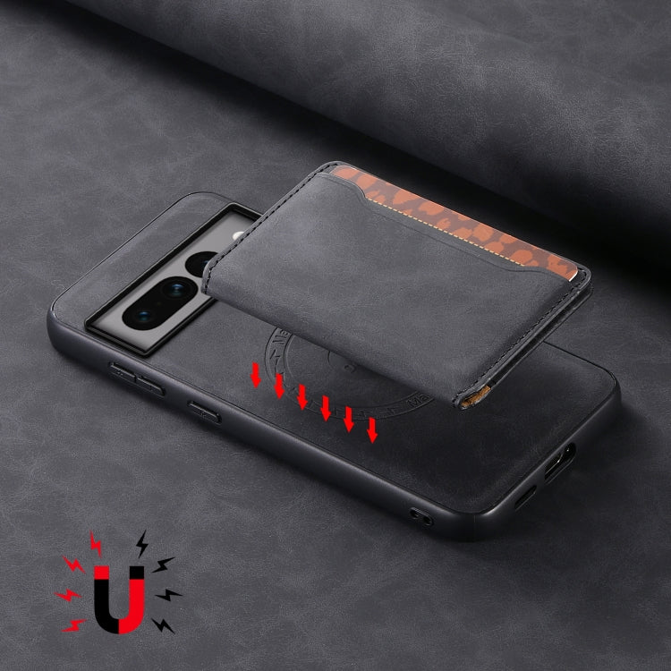 For Google Pixel 7 Pro 5G Denior D13 Retro Texture Leather MagSafe Card Bag Phone Case(Black)