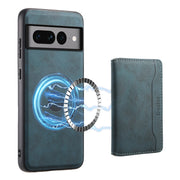 For Google Pixel 7 Pro 5G Denior D13 Retro Texture Leather MagSafe Card Bag Phone Case(Blue)
