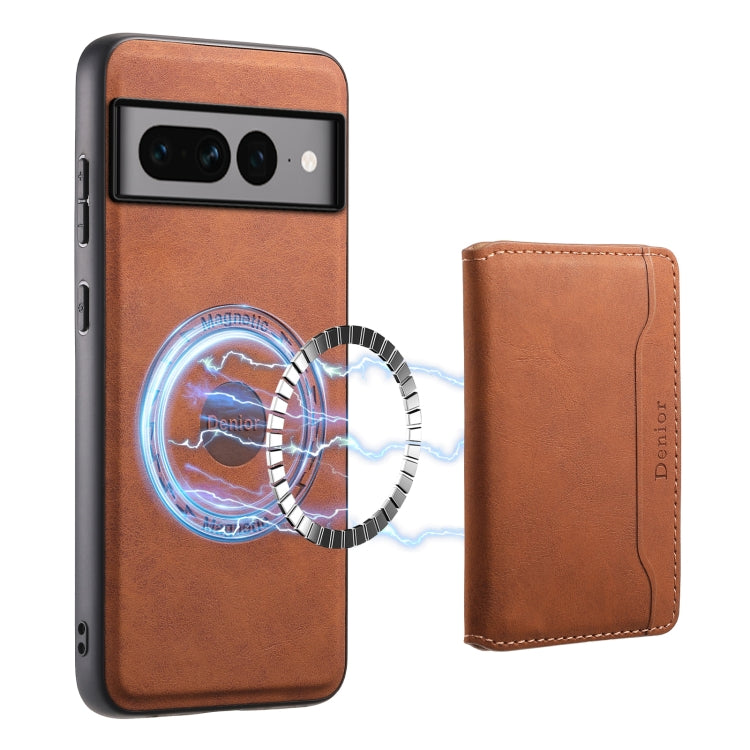 For Google Pixel 7 Pro 5G Denior D13 Retro Texture Leather MagSafe Card Bag Phone Case(Brown) - free shipping - PMC TechLife - Order now!