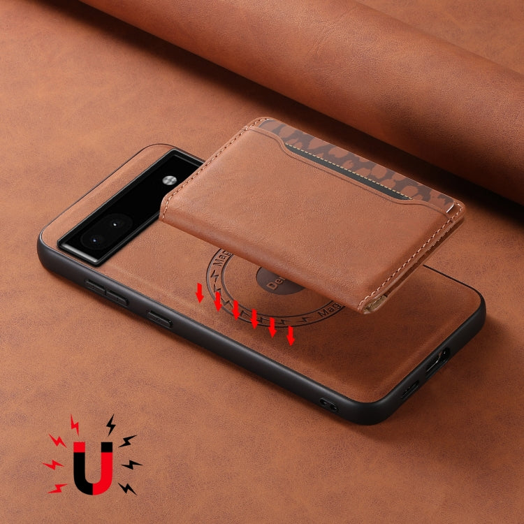 For Google Pixel 6a Denior D13 Retro Texture Leather MagSafe Card Bag Phone Case(Brown) - free shipping - PMC TechLife - Order now!