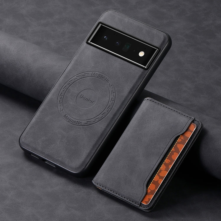 For Google Pixel 6 Pro Denior D13 Retro Texture Leather MagSafe Card Bag Phone Case(Black) - Google Cases by Denior | Online Shopping South Africa | PMC TechLife | Buy Now Pay Later Mobicred
