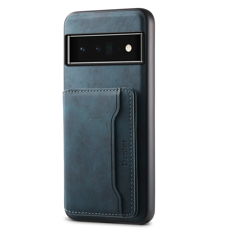 For Google Pixel 6 Pro Denior D13 Retro Texture Leather MagSafe Card Bag Phone Case(Blue) - Google Cases by Denior | Online Shopping South Africa | PMC TechLife | Buy Now Pay Later Mobicred