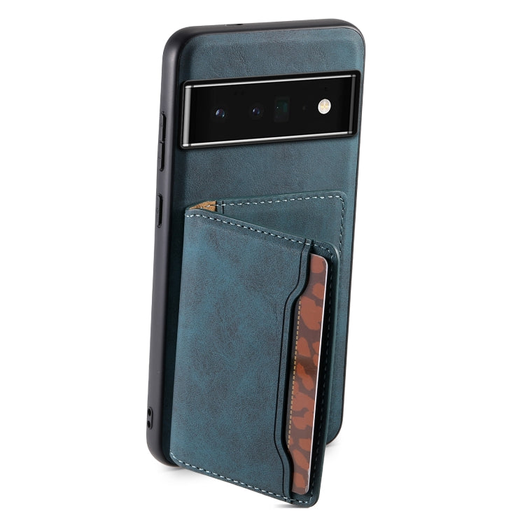 For Google Pixel 6 Pro Denior D13 Retro Texture Leather MagSafe Card Bag Phone Case(Blue) - Google Cases by Denior | Online Shopping South Africa | PMC TechLife | Buy Now Pay Later Mobicred