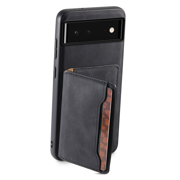 For Google Pixel 6 Denior D13 Retro Texture Leather MagSafe Card Bag Phone Case(Black)