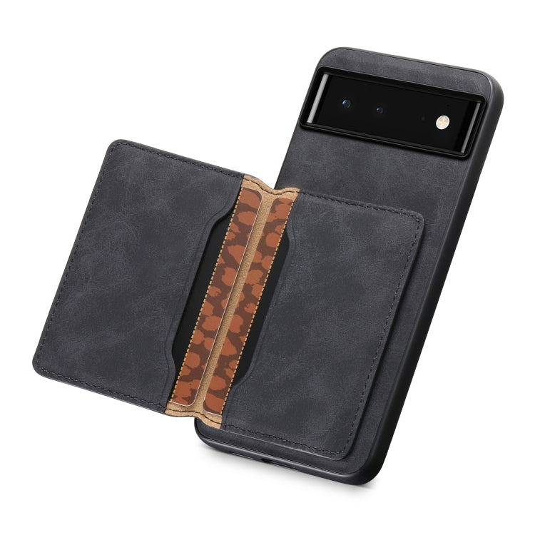 For Google Pixel 6 Denior D13 Retro Texture Leather MagSafe Card Bag Phone Case(Black)