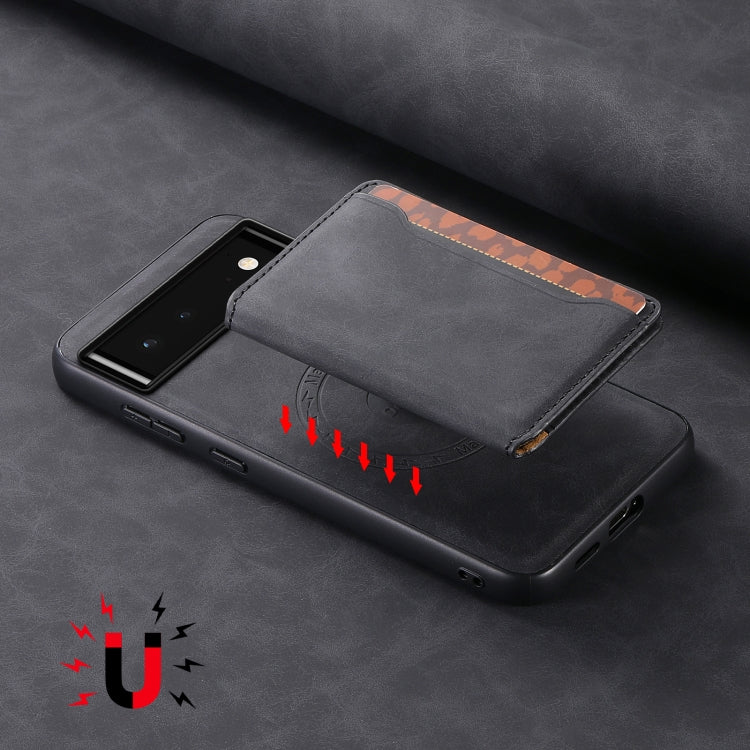 For Google Pixel 6 Denior D13 Retro Texture Leather MagSafe Card Bag Phone Case(Black) - Google Cases by Denior | Online Shopping South Africa | PMC TechLife | Buy Now Pay Later Mobicred