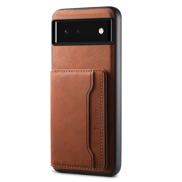 For Google Pixel 6 Denior D13 Retro Texture Leather MagSafe Card Bag Phone Case(Brown) - Google Cases by Denior | Online Shopping South Africa | PMC TechLife | Buy Now Pay Later Mobicred