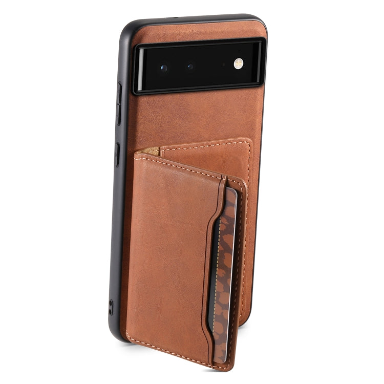 For Google Pixel 6 Denior D13 Retro Texture Leather MagSafe Card Bag Phone Case(Brown) - Google Cases by Denior | Online Shopping South Africa | PMC TechLife | Buy Now Pay Later Mobicred