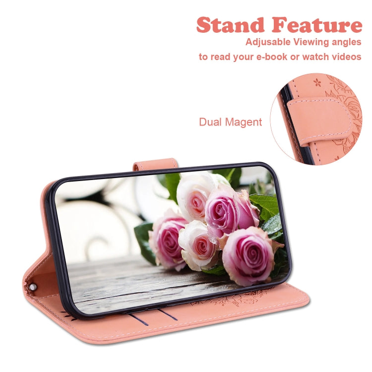 For iPhone 16e Butterfly Rose Embossed Leather Phone Case(Pink) - iPhone 16e Cases by PMC TechLife | Online Shopping South Africa | PMC TechLife | Buy Now Pay Later Mobicred
