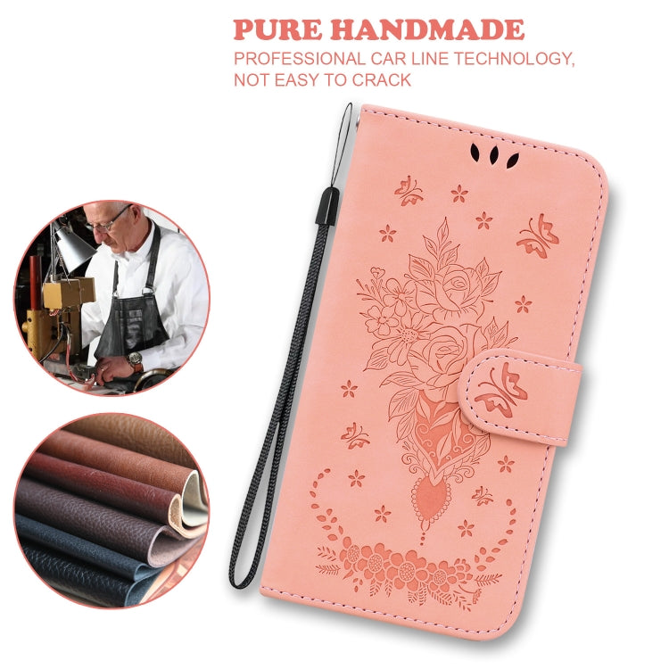 For iPhone 16e Butterfly Rose Embossed Leather Phone Case(Pink) - iPhone 16e Cases by PMC TechLife | Online Shopping South Africa | PMC TechLife | Buy Now Pay Later Mobicred