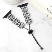 For Apple Watch SE 2023 44mm Rhinestone Metal Bracelet Watch Band(Black)
