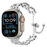 For Apple Watch Ultra 2 49mm Rhinestone Metal Bracelet Watch Band(Silver)