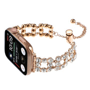 For Apple Watch Series 5 44mm Rhinestone Metal Bracelet Watch Band(Rose Gold)