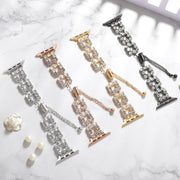 For Apple Watch Series 2 38mm Rhinestone Metal Bracelet Watch Band(Gold)
