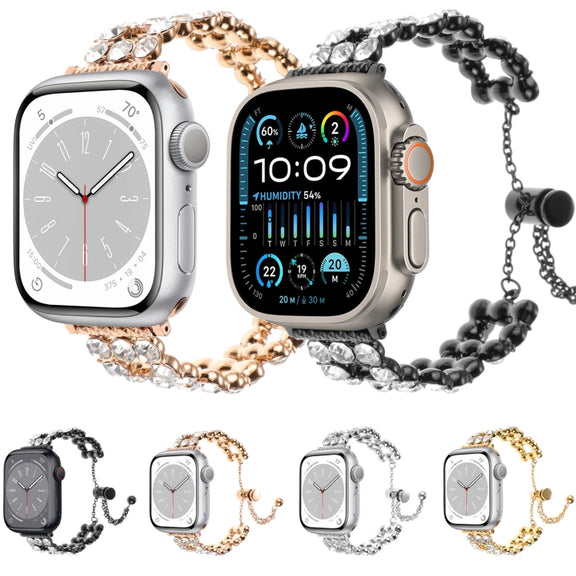 For Apple Watch 38mm Rhinestone Metal Bracelet Watch Band(Silver)