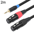 TC195BUXK107RE 3.5mm Male to Dual XLR 3pin Female Audio Cable, Length:2m(Black) - Microphone Audio Cable & Connector by PMC TechLife | Online Shopping South Africa | PMC TechLife | Buy Now Pay Later Mobicred