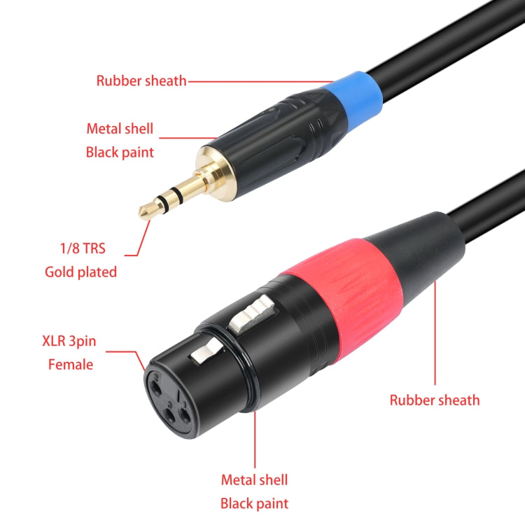 TC195BUXK107RE 3.5mm Male to Dual XLR 3pin Female Audio Cable, Length:3m(Black)
