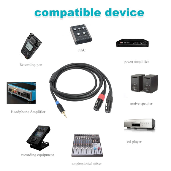 TC195BUXK107RE 3.5mm Male to Dual XLR 3pin Female Audio Cable, Length:3m(Black)
