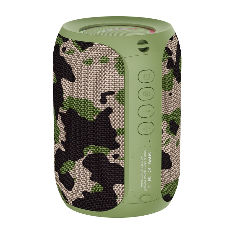 Zealot S32 Pro 15W High Power Bluetooth Speaker with Colorful Light(Camouflage Green) - free shipping - PMC Jewellery - Order now!