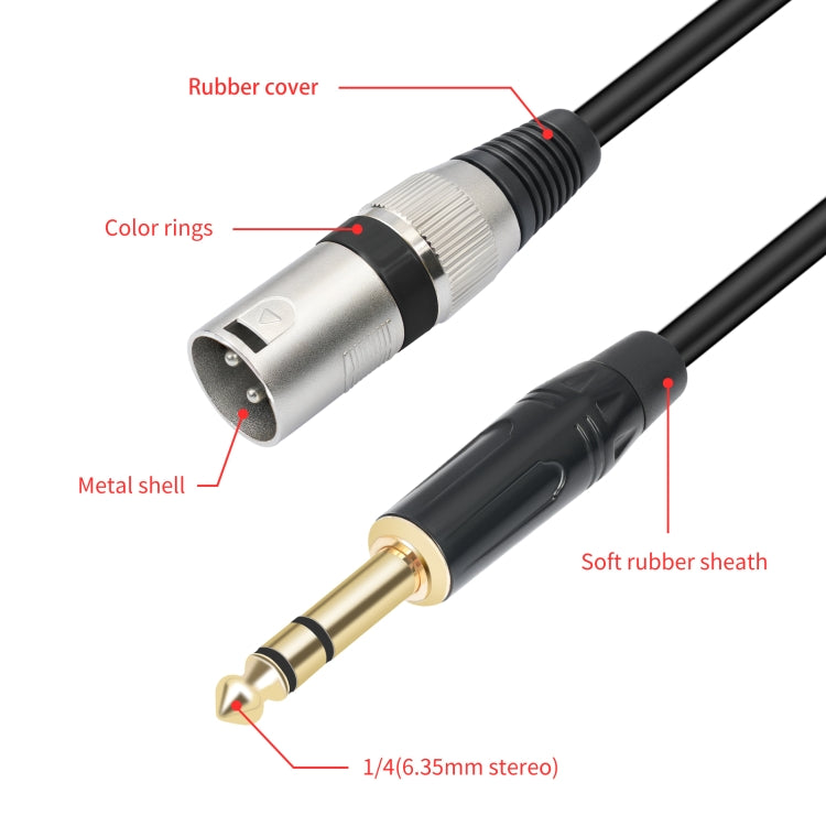TC145BK55 6.35mm 1/4 TRS Male to XLR 3pin Male Microphone Cable, Length:10m(Black)