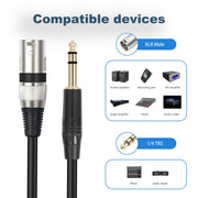 TC145BK55 6.35mm 1/4 TRS Male to XLR 3pin Male Microphone Cable, Length:10m(Black)