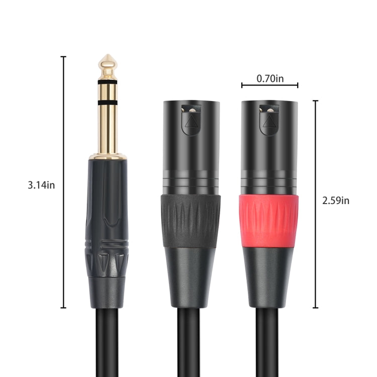 TC145YXK108RE-10 6.35mm 1/4 TRS Male to Dual XLR Male Audio Cable, Length:3m(Black) - Microphone Audio Cable & Connector by PMC TechLife | Online Shopping South Africa | PMC TechLife | Buy Now Pay Later Mobicred