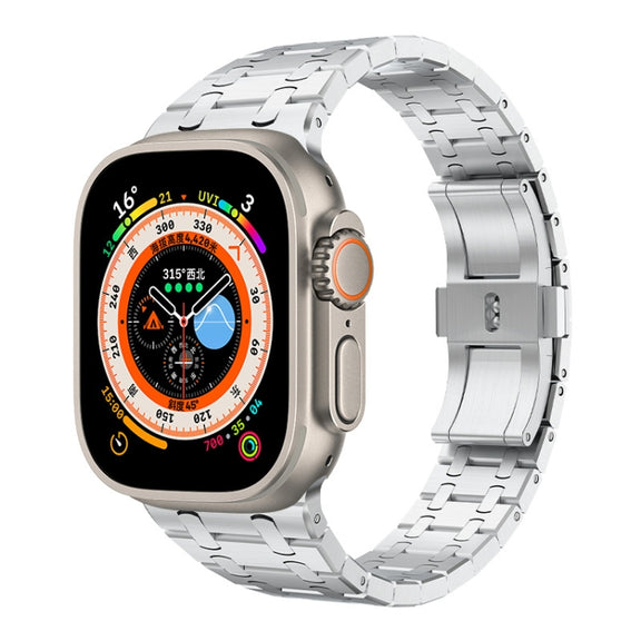 For Apple Watch Ultra 2 49mm PG94 Dual-link Modified Stainless Steel Watch Band(Silver)