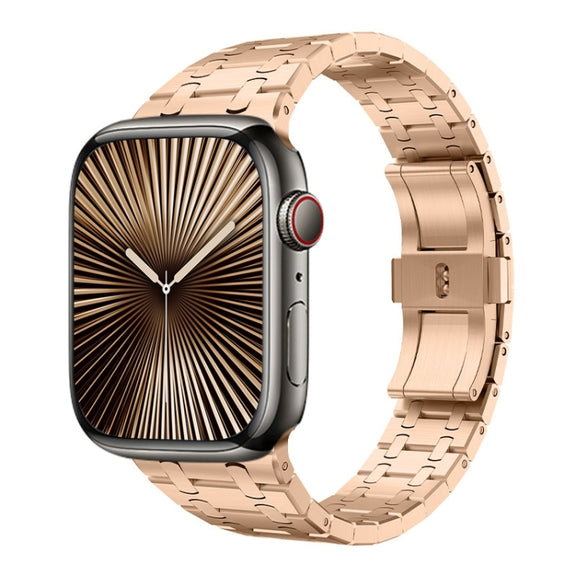 For Apple Watch Series 10 42mm PG94 Dual-link Modified Stainless Steel Watch Band(Rose Gold)