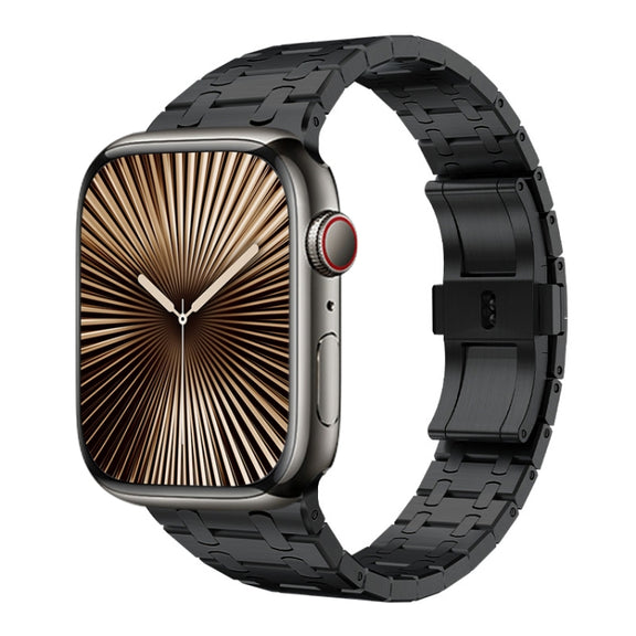 For Apple Watch Series 10 46mm PG94 Dual-link Modified Stainless Steel Watch Band(Black)