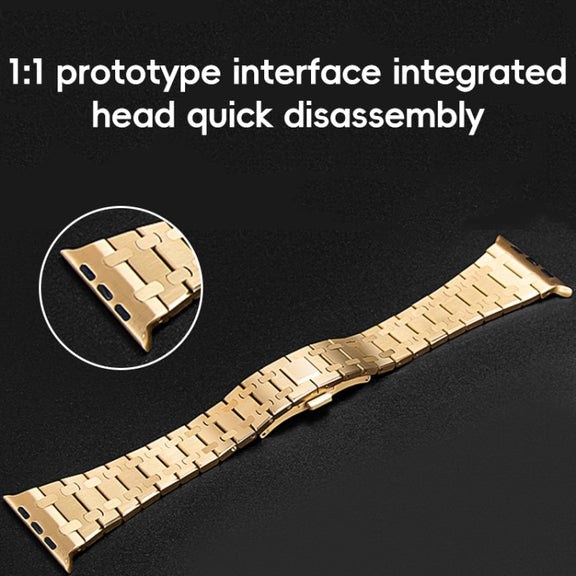 For Apple Watch Series 10 46mm PG94 Dual-link Modified Stainless Steel Watch Band(Rose Gold)