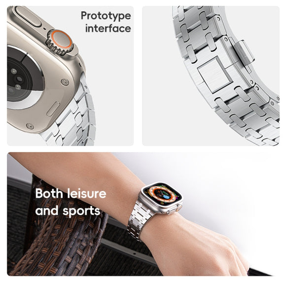 For Apple Watch SE 2023 40mm PG94 Dual-link Modified Stainless Steel Watch Band(Silver)