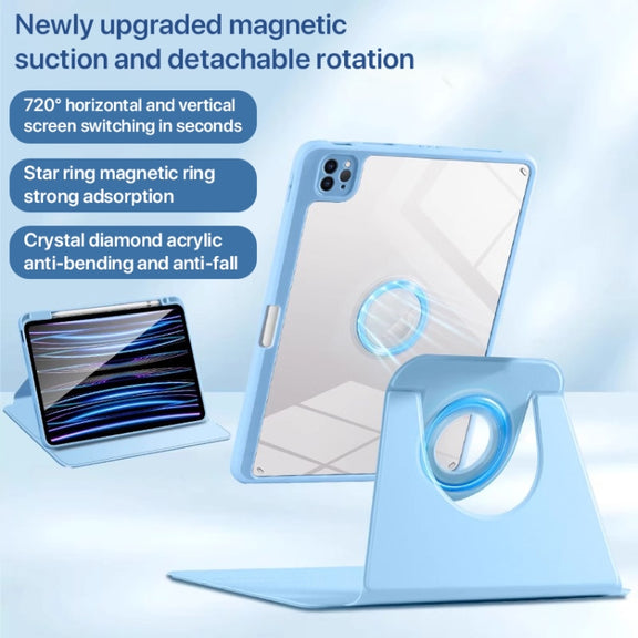 For iPad Pro 11 2024 Magnetic Split Leather Smart Tablet Case with Pen Slot(Sky Blue)