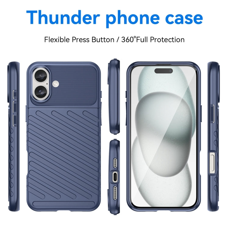 For iPhone 16 Plus Thunderbolt Shockproof Soft TPU Phone Case(Blue) - iPhone 16 Plus Cases by PMC TechLife | Online Shopping South Africa | PMC TechLife | Buy Now Pay Later Mobicred