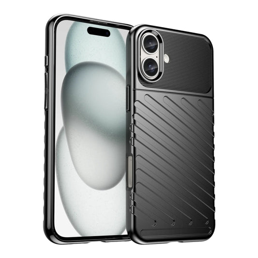 For iPhone 16 Plus Thunderbolt Shockproof Soft TPU Phone Case(Black) - free shipping - PMC Jewellery - Order now!