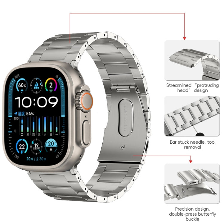 For Apple Watch Ultra 2 49mm PG63 Three-Bead Protrusion Titanium Metal Watch Band(Silver) - free shipping - PMC TechLife - Order now!