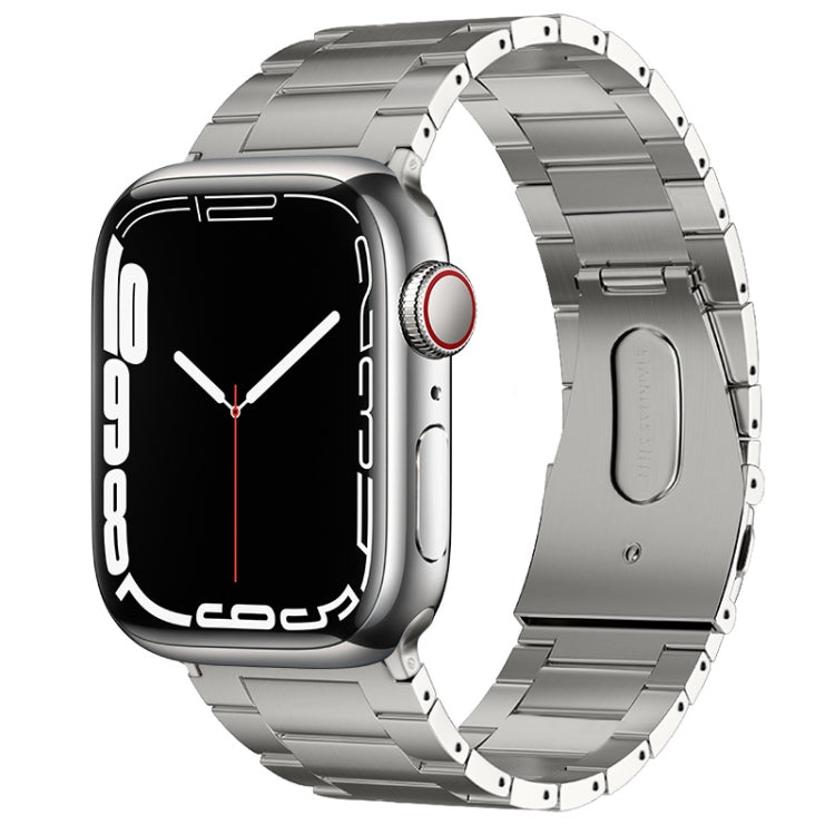 For Apple Watch Series 9 45mm PG63 Three-Bead Protrusion Titanium Metal Watch Band(Silver)