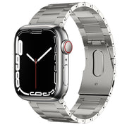 For Apple Watch Series 9 45mm PG63 Three-Bead Protrusion Titanium Metal Watch Band(Silver)