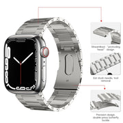 For Apple Watch Series 9 45mm PG63 Three-Bead Protrusion Titanium Metal Watch Band(Silver)