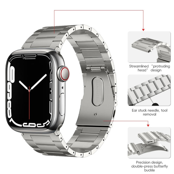 For Apple Watch Series 5 40mm PG63 Three-Bead Protrusion Titanium Metal Watch Band(Silver)