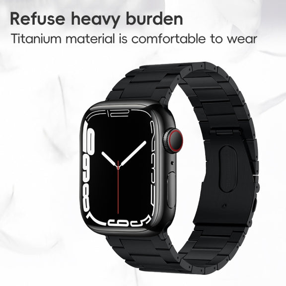 For Apple Watch Series 10 42mm PG63 Three-Bead Protrusion Titanium Metal Watch Band(Graphite Black)