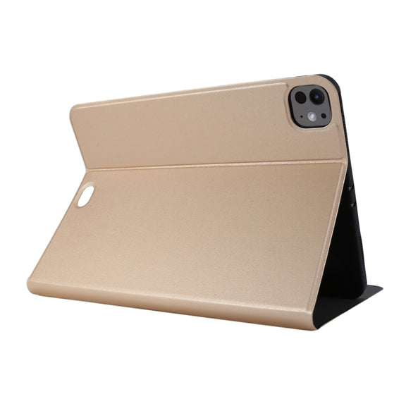 For iPad Pro 13 2024 Stretch Voltage Plain Leather Smart Tablet Case(Gold)