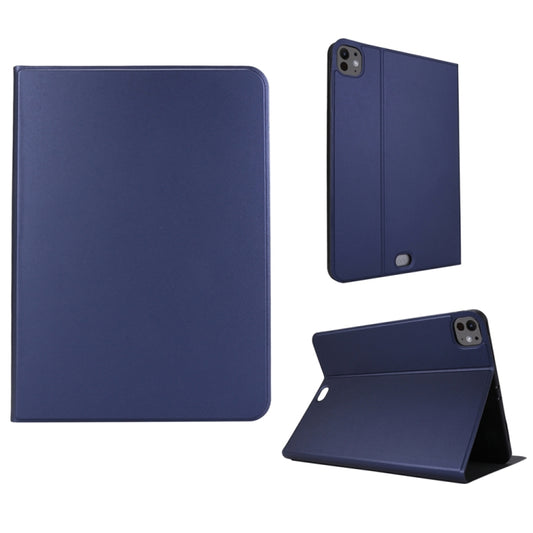 For iPad Pro 13 2024 Stretch Voltage Plain Leather Smart Tablet Case(Dark Blue) - free shipping - PMC Jewellery - Order now!
