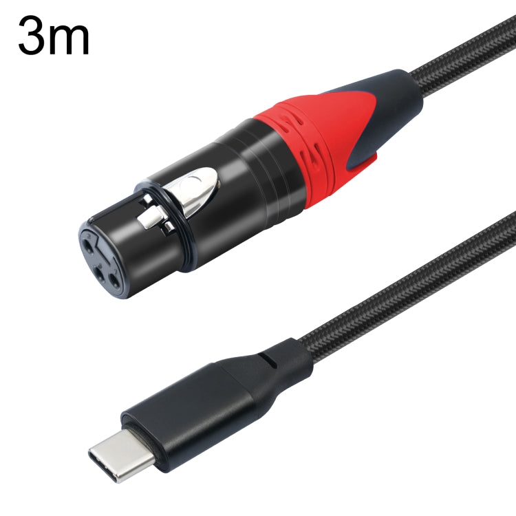 TY03RE Type-C Male to XLR Female Audio Cable for Dynamic Microphone, Length:3m(Black) - Microphone Audio Cable & Connector by PMC TechLife | Online Shopping South Africa | PMC TechLife | Buy Now Pay Later Mobicred
