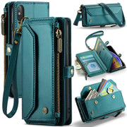 For iPhone XS / X CaseMe C36 Card Slots Zipper Wallet RFID Anti-theft Leather Phone Case(Blue-green)