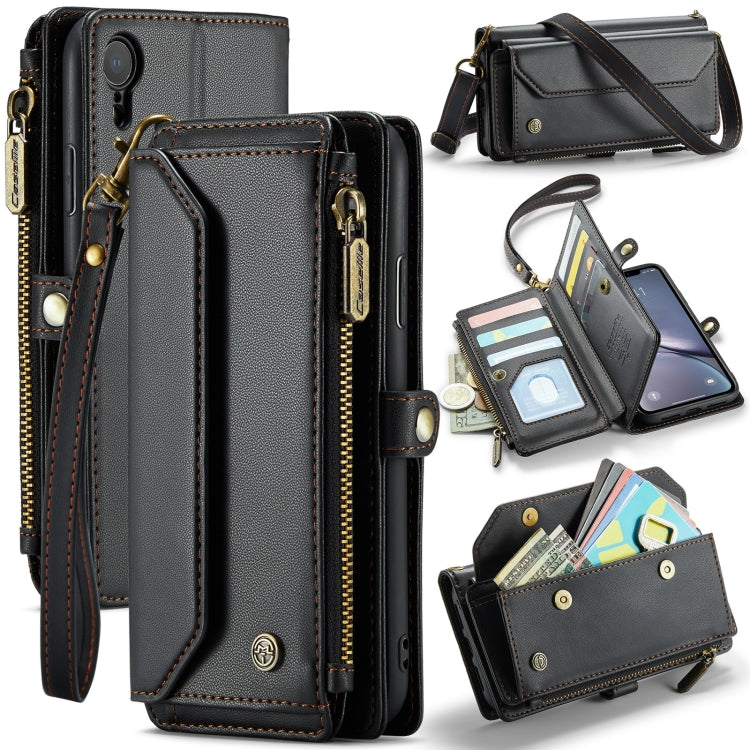 For iPhone XR CaseMe C36 Card Slots Zipper Wallet RFID Anti-theft Leather Phone Case(Black) - free shipping - PMC Jewellery - Order now!