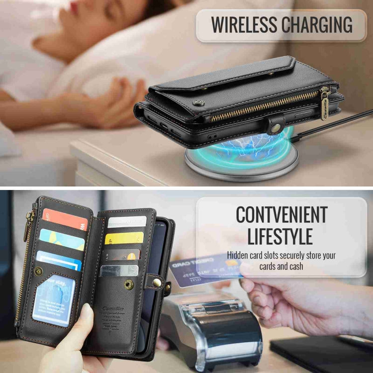 For iPhone XR CaseMe C36 Card Slots Zipper Wallet RFID Anti-theft Leather Phone Case(Black) - free shipping - PMC Jewellery - Order now!