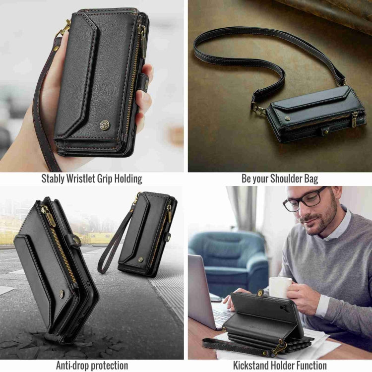 For iPhone XR CaseMe C36 Card Slots Zipper Wallet RFID Anti-theft Leather Phone Case(Black) - free shipping - PMC Jewellery - Order now!